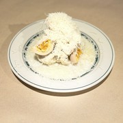 Dining & Bar KITSUNE_Potato salad with a heaping serving of Parmesan and soft-boiled eggs