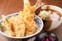 Oebi Tempura Senmonten Sanki_Tempura Miso Udon Set, combining "Tempura (Ten-don)" and "Miso Udon"