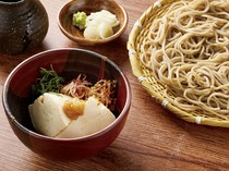   Tofu and mashed plum dipping sauce soba 