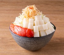 Tsukishima Kaisen Monja Koboreya Nibangai_Mentai Mochi - Spicy cod roe from Hakata and sticky rice are in exquisite harmony. Savor the classic monjayaki of Tsukishima.