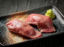  Kobe Beef Sushi (2 Pieces) - recommended as an appetizer before Japanese BBQ. Enjoy the delicious natural beef flavors 