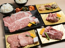 Cow specialty store Itamae Yakiniku Ichigyu Namba Dotonbori Branch_The "Gold Course" is a substantial course that includes large-sized loin and skirt steak.