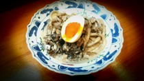 Sanukiya_Truffle-flavored Maitake mushroom cream udon noodles served with smoked egg