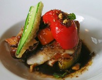 Cueillet_Pan-fried fresh fish, American eggplant gratin, sautéed local paprika