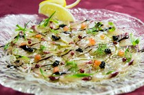 Buveur Orge_"Today's fresh fish carpaccio with caviar" (pictured is striped jack)