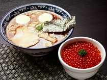 Hakodate Asaichi Aji no Ichiban_Ramen salmon roe bowl set (homemade salmon roe)