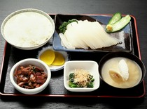 Hakodate Asaichi Aji no Ichiban_Squid sashimi set meal