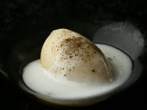 Mutsukari_Homemade dessert: Hojicha sorbet with yuzu foam