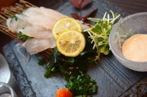 Sakanaya Ichiba Shokudo_Ehime Prefecture "Live-killed filefish sashimi"