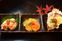 Sakanaya Ichiba Shokudo_"Three kinds of delicacies" of oysters, monkfish liver, and milt