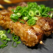 Wine Izakaya Charbon_Toyonishi beef rib skewers from Tokachi, Hokkaido, with black garlic sauce