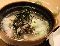  Oxtail soup chazuke with barley rice and mustard greens 