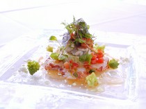 la liliana_Cold Dinner Appetizer: Lobster Salad with Cod Milt and Romanesque Sformato