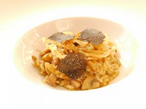 la liliana_Dinner: Pasta Cinta Senese and mushroom risotto with black truffles