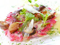 la liliana_Kumamoto horse meat carpaccio with Parmesan cheese sauce