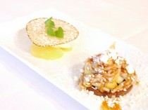 la liliana_Mont Blanc with gianduja mousse Liliana style and pear sorbet with marinated pineapple