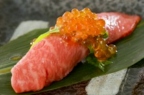 Yakiniku Senka Gyuriki_Yamagata Beef Sushi with Salmon Roe