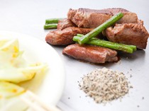 Hassho_Beef Tongue, sprinkle moshio (seaweed salt) to taste before eating it