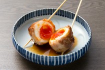 Kushiyaki no Tatsumi_"Soft-boiled fatty pork skewers" made with delicious local eggs, Ran'ou