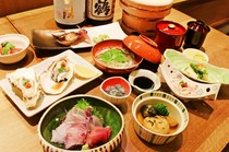 Kisetsuryori Dochiraika_"Seasonal Omakase Course" where you can enjoy fish caught in the Seto Inland Sea, local vegetables from Kagawa, and rice cooked in a hagama pot