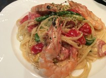 Gotemba Restaurant Kuishinbogomi_Creamy pasta with angel shrimp and vegetables