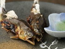 Oryori Yanagiya Nishiki_"Natural Ayu Salt-Grilled" is a famous Ayu fish from Gifu Prefecture carefully prepared over charcoal.