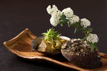 Oryori Kifune_The bitterness of the liver makes it perfect for sake. "Abalone and Himi udon with liver miso"