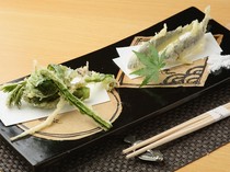 Fujiwara_Young sweetfish and wild vegetable tempura