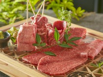  엄선 붉은 와규와 호르몬의 모듬 