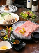 Shabu-Shabu Dining Hanakoji_"Kikyō Course" where you can enjoy meat at your leisure