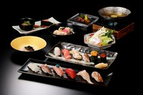 Sushi Shihogama_12-piece sushi course with rosy seabass shabu-shabu