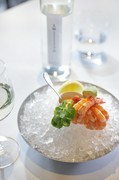  Poached Kauai shrimp on ice with cocktail sauce 