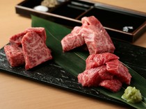  A luxurious taste comparison! "Three types of rare red meat from A5 grade Kobe beef" 
