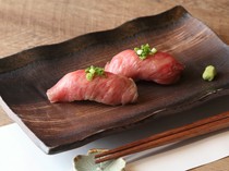 SAI.  teppan Tenjinbashi_The taste of fresh Japanese Black Beef "<Limited Quantity>Seared Japanese Black Beef Sushi (2 pieces)"