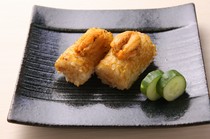 Uni Murakami Hakodate ekimae restaurant_Sea urchin rice ball with perilla leaves