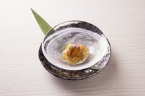 Uni Murakami Hakodate ekimae restaurant_Raw sea urchin and raw yuba with amber jelly