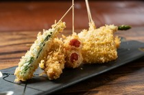  Ginza  Mitsuyoshi Restaurant_Kushiage - Healthy skewers, fried in vegetable oil enriched with euglena "paramylon."