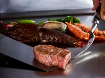 Teppanyaki Kobe_Awaji - Grilled spiny lobster and medium fatty tuna, specially selected Japanese black beef steak