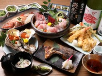 Kaisen-sumiyakidokoro Genya_Course meals - full of seasonal recommendations.