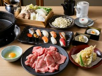 Shabu-shabu & Sushi Hassan_"All-you-can-eat Matsusaka beef sukiyaki and sushi" where you can eat as much of the highest quality Matsusaka beef as you want