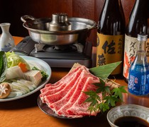 Tenkaaji Sanbashi Main Branch_Shabu-shabu Set with Carefully Selected Tosa Akaushi - The refreshing flavors melt in one's mouth.