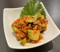  Grilled cod roe, sake kasu cream cheese, chanja cream cheese, avocado chanja 