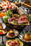 Niku no Asatsu_All-you-can-eat course: Japanese black beef shabu-shabu, tongue shabu-shabu wrapped in green onions, Japanese black beef sushi and seafood sushi