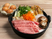 Niku no Asatsu_Enjoy carefully selected Omi beef and the finest meat dishes with the "≪Premium Japanese Beef≫ Sukiyaki Course (with all-you-can-drink)"