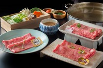  "Three major beef ss (Omi beef, Matsusaka beef, Kobe beef), grilled shabu-shabu, seasonal vegetables" 