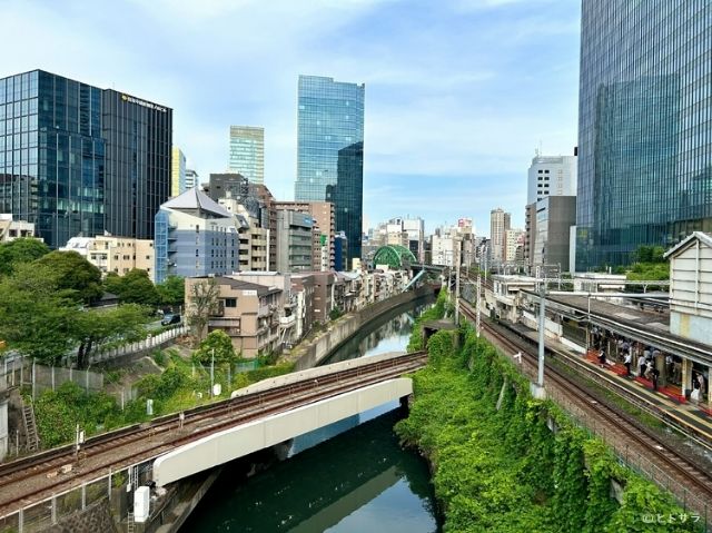 The "Hijiri-bashi Bridge" where Suzume jumps into the river, located in Tokyo.