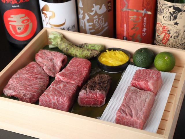 A reservation-only charcoal grilled beef kaiseki dining experience with rare beef