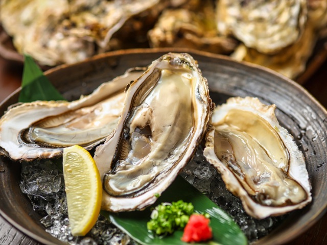 Enjoy large oysters shipped directly from Miyazaki Prefecture in a Japanese-style setting with private rooms