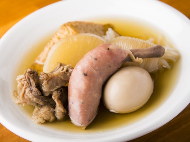 Enjoy affordable oden and deep-fried skewers with sake