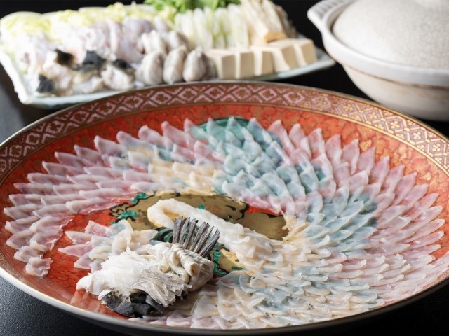 Enjoy the beauty and delicious flavors of Fugu Sashimi Cuisine which clearly shows traditional skill